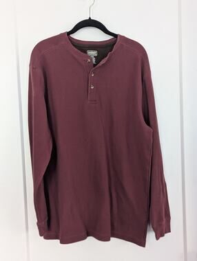 CE Schmidt Workwear Mens L Henley Thermal Shirt Burgundy Casual